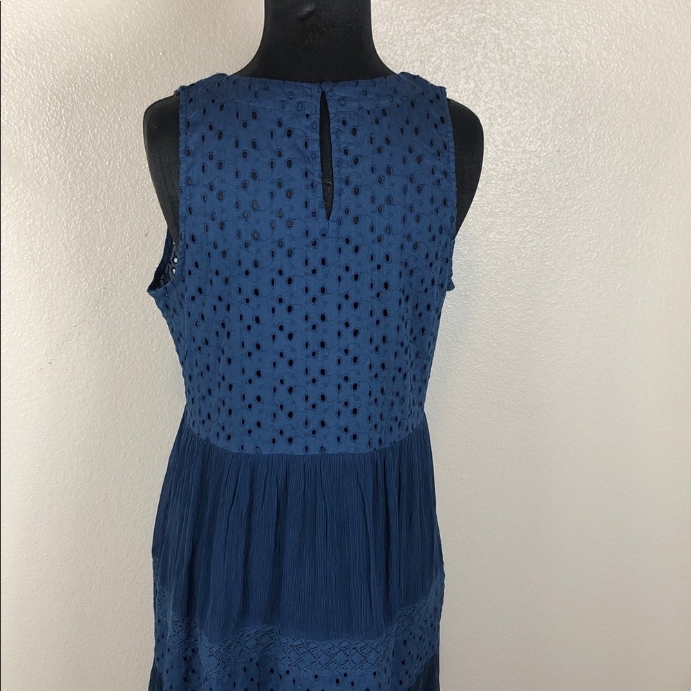 Sundance Dress Zellie Eyelet Dark Blue Midi Sleeveless Boho Women’s Size Small - Picture 4 of 11